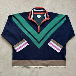 Maeve By Anthropologie Varsity Colorblock Knit Half Zip Sweater Large